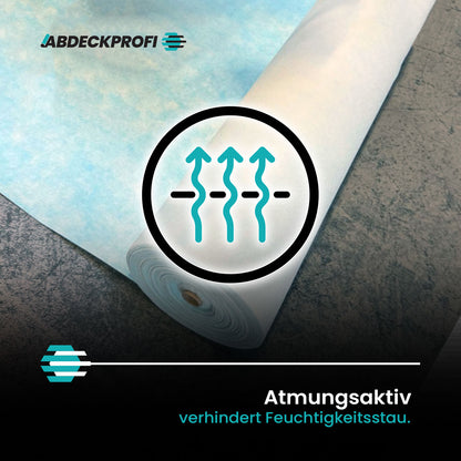 FIRMENLOGO Abdeckvlies selbstklebend -  Atmungsaktiv - Dampfoffen ca.1200g/m²24h – 180g/m²  ab 1 Palettenabnahme