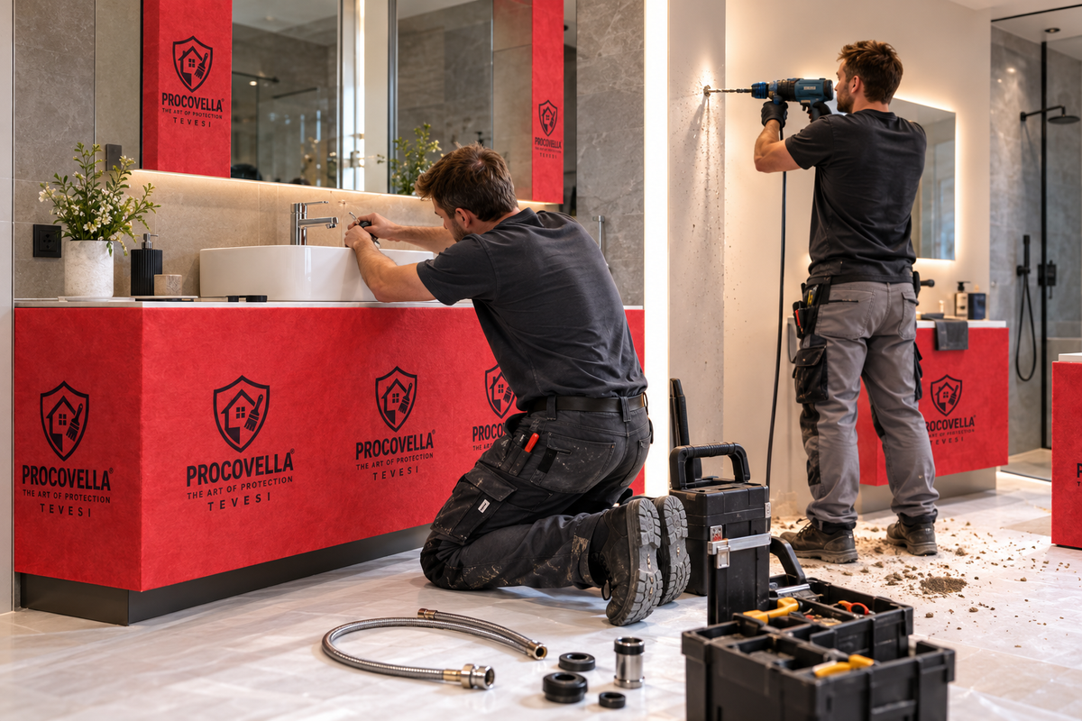 PROCOVELLA® – Multifunktionales Schutzvlies mit selbsthaftendem Klebeband Abdeckprofi