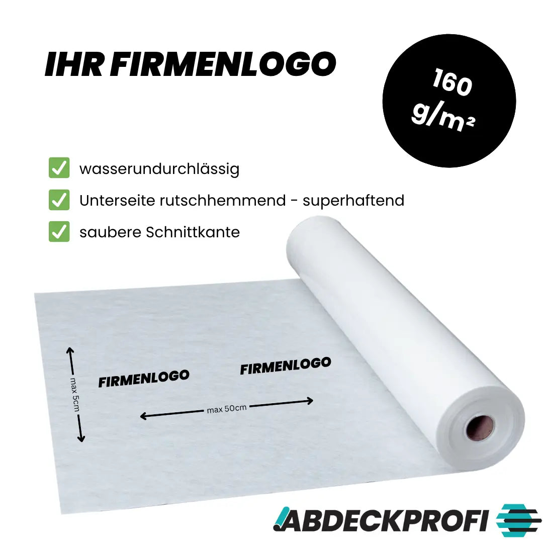 FIRMENLOGO Abdeckvlies selbstklebend  – 160 g/m² ab 1 Palettenabnahme Abdeckprofi