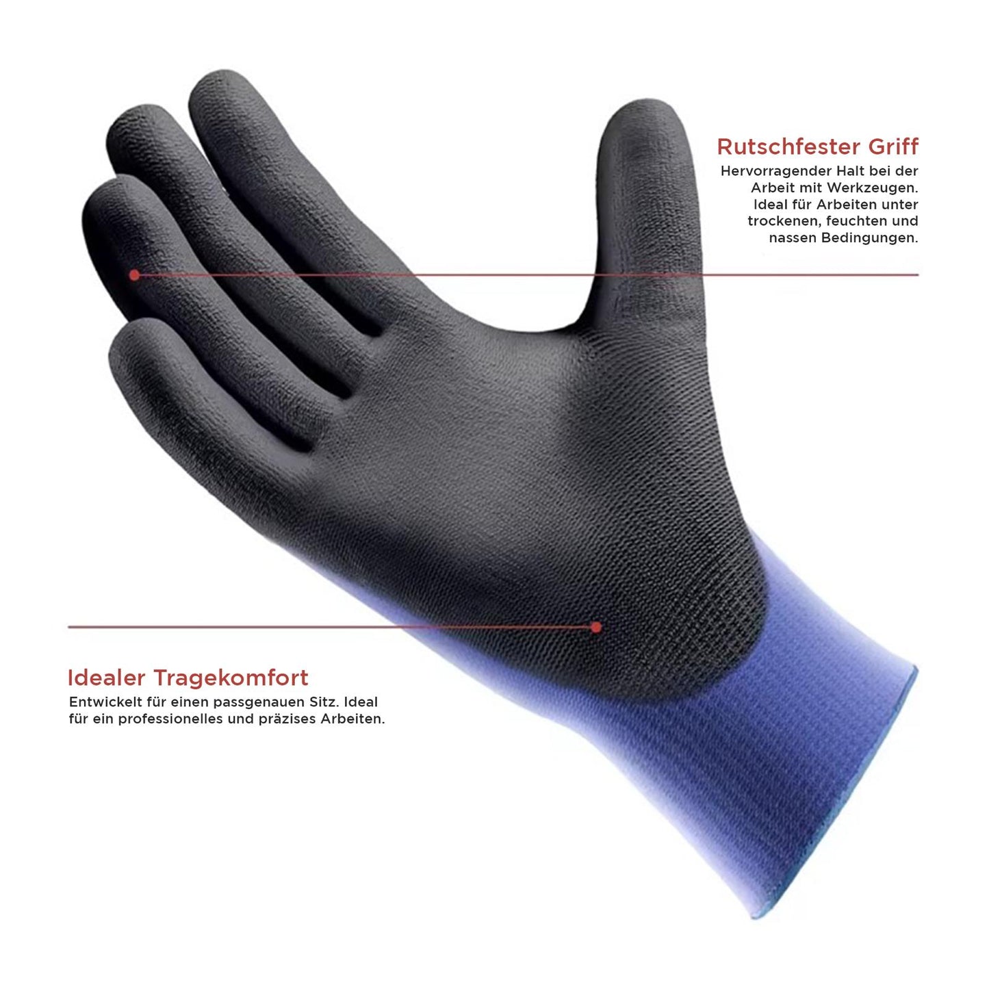 ProGrip Plus – Feinstrickhandschuhe mit 3/4 PU-Beschichtung